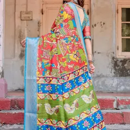 ALMAARI FASHION Ethnic Motifs & Floral Printed Kanjeevaram Saree With Matching Blouse image 5