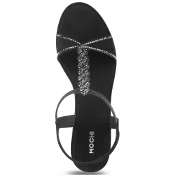 Mochi Women's Black Ankle Strap Wedges image 3