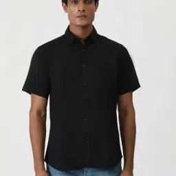 Greenfibre Black Cotton Slim Fit Shirt-picture-18