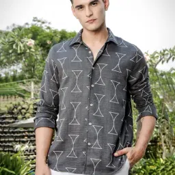 Thomas Scott Grey Slim Fit Printed Shirt-image-43