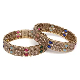 Panash Gold American Diamond Stone Studded Set of 2 Bangles image 3