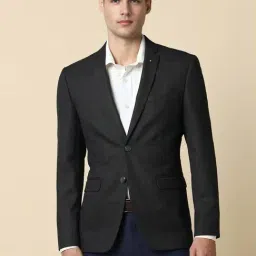 Allen Solly Black Slim Fit Textured Blazer-picture-33