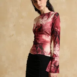 KAZO Red Printed Top image 3