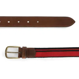 Simon Carter Red Leather Striped Casual Belt for Men image 3