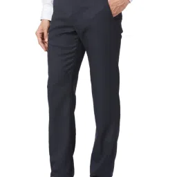 Park Avenue Blue Classic Fit Texture Trousers image 3