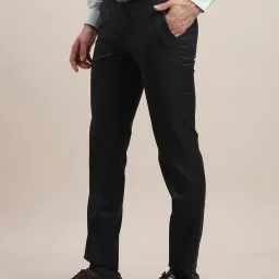 Turtle Black Slim Fit Chequered Trousers image 3