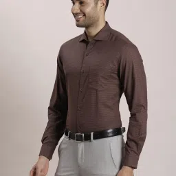 Turtle Brown Cotton Slim Fit Dobby Shirt image 3