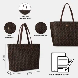 Lavie Miranda Choco Logo Leather Large Tote Bag image 3