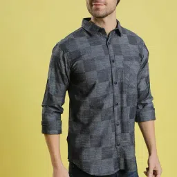 Campus Sutra Dark Grey Checks Shirt image 3