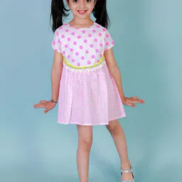 Lil Drama Kids Light Pink & White Printed Dress-image-32
