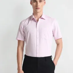 Arrow Pink Cotton Regular Fit Texture Shirt-image-14