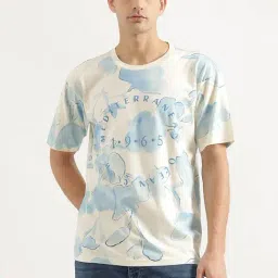 United Colors Of Benetton White & Blue Pure Cotton Boxy Fit Printed T-Shirt-picture-43