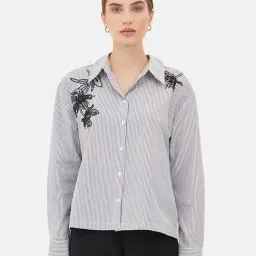 Kazo Black & White Striped Shirt-image-8
