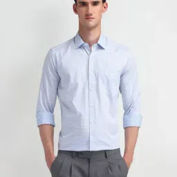 Arrow Blue Cotton Slim Fit Checks Shirt-picture-11