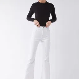Miss Chase White Flare Fit High Rise Jeans image 4
