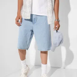 Sf Jeans By Pantaloons Sky Blue Loose Fit Denim Shorts image 4