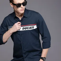 Ducati Brand Logo Printed Pure Cotton Casual Shirt-picture-25