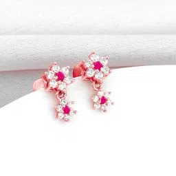 GIVA 92.5 Sterling Silver Rose Gold Leafy Floral Drop Earrings-picture-39
