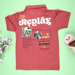 V-Mart Boys Rust Printed Tencel Polo Neck T-Shirt-image-79