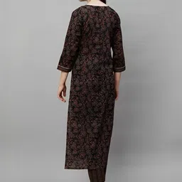 KAUTHAMEE Women Ethnic Motifs Printed Regular Thread Work Kurta with Trousers image 5
