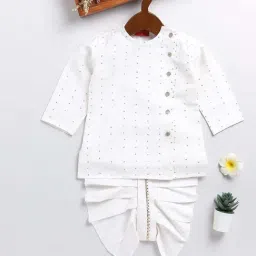 VASTRAMAY Boys White & Gold Printed Full Sleeves Kurta Sets image 2