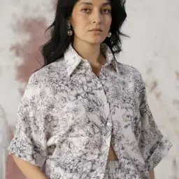 RAREISM Off White Cotton Floral Top image 4