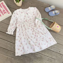 LULU & SKY Floral Print Peter Pan Collar Flutter Sleeve Fit & Flare Dress image 2