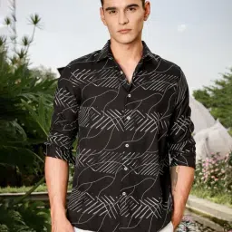 Thomas Scott Black Slim Fit Printed Shirt-picture-36