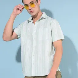 Crimsoune Club Green Slim Fit Striped Shirt-picture-29