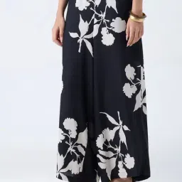 Utsa by Westside Black Foliage Pattern Palazzos-image-50