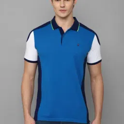 Louis Philippe Sport Blue Cotton Slim Fit Colour Block Polo T-Shirt-picture-34