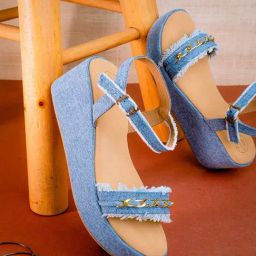 NR by Nidhi Rathi Women's Blue Ankle Strap Wedges-picture-19