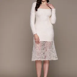 bebe Soft Romance Lace Inserted Sheath Dress-image-13