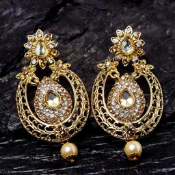 ANIKAS CREATION Gold-Toned Contemporary Drop Earrings-picture-10