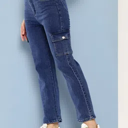 BAESD Girls Regular Fit Mid-Rise Stretchable Cargo Jeans image 2