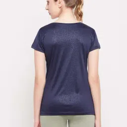 Clovia Blue Printed Sports T-Shirt image 2