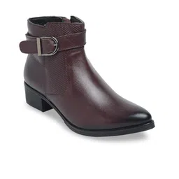 Teakwood Leathers Women Burgundy Leather Flat Boots-picture-30