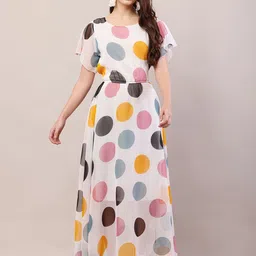 Raabta Fashion Polka Dot Print Georgette Fit & Flare Maxi Dress-picture-13