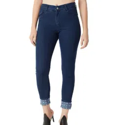 Miss Chase Navy Raw Denim High Rise Jeans-image-52
