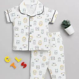 Clt.s Kids Off White Printed Shirt with Pyjamas-picture-48