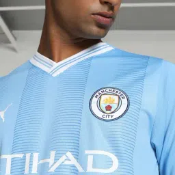 Puma Blue Regular Fit Striped Sports T-Shirt image 4