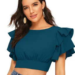 BAESD Flutter Sleeve Blouson Crop Top-image-22