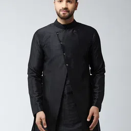Sojanya Mens Black Woven Design Sherwani Jacket-picture-10
