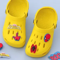 Marvel by Yellow Bee Solid Perforated Clogs With Spider Man Charms - Yellow-picture-19