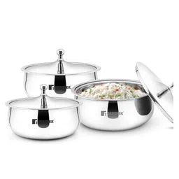 Bergner Vienna Stainless Steel Hot Pot 3 Pcs Junior Set of 17cm (650ml), 19cm (1 L), 20cm (1.5 L)-image-77