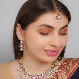 Divisha Women Gold-Plated Stone Studded Jewellery Set-picture-12