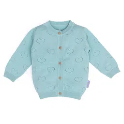 Mi Arcus Unisex Cotton Full Sleeves Heart Design Cardigan Blue image 3