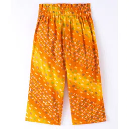 CrayonFlakes Seamless Bandhej Design Printed & Paperbag Waist Detailed Belted Palazzo - Yellow image 3