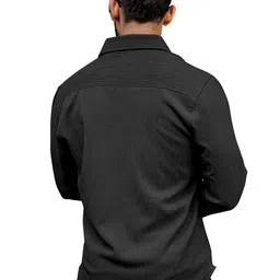 KHUSHI CREATION Textured Original Spread Collar Slim Fit Casual Shirt image 3