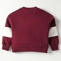 Smarty Boys Fleece Knit Full Sleeves Cut & Sew Winter Night Suit with Text Embroidery - Maroon image 3